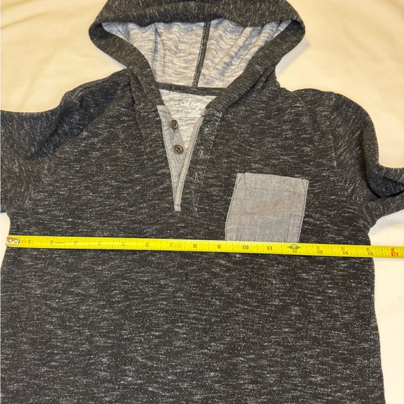 Cat & Jack Boys Black Dark Grey Hoodie Henley M 10/12 Comfy Lightweight - Picture 3 of 4